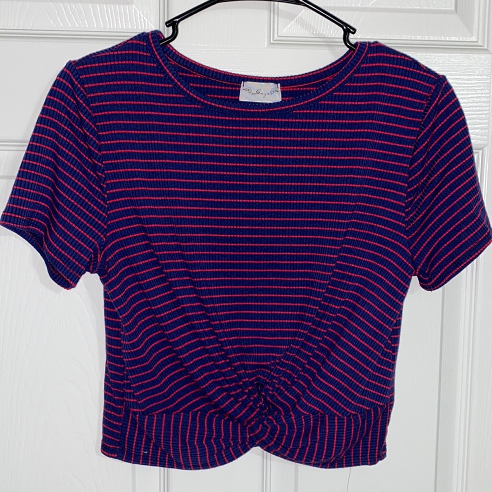 Gaze Striped knotted crop top size M